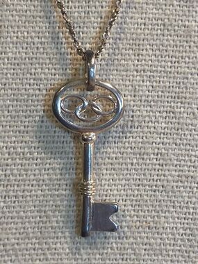 Sterling Silver Key Necklace 925 IBB Vintage Style Key Pendant 20”